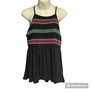 Torrid size 1 black halter top stretchy bodice vibrant colors